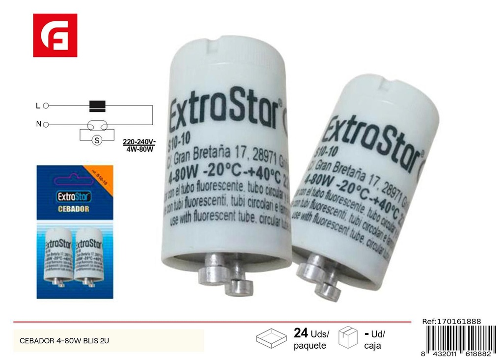 Cebador de 4-80W, 2 unidades - Accesorios de iluminación