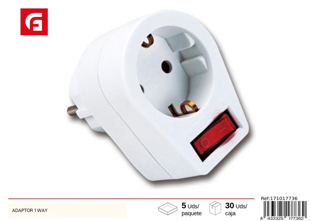 Adaptador de enchufe 1 vía - Accesorios eléctricos