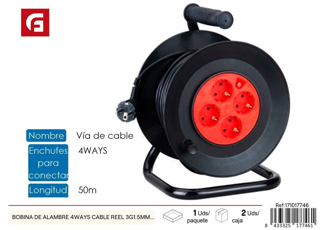 Cable de alambre de 4 tomas 3G1.5mm 50m - Proveedor de cables