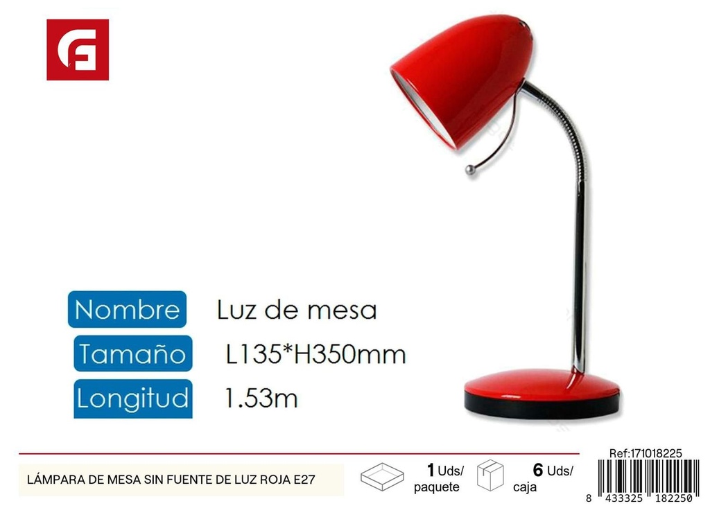 Lámpara de mesa roja E27 1.53M - Iluminación