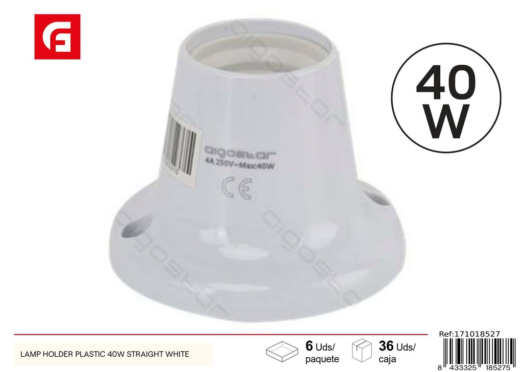 Portalámparas plástico 40W blanco - Suministros eléctricos
