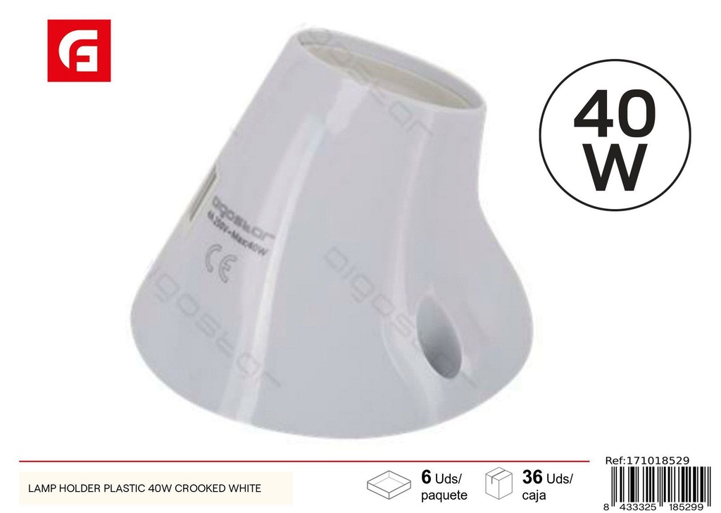 Portalámparas plástico 40W torcido blanco - Suministros eléctricos