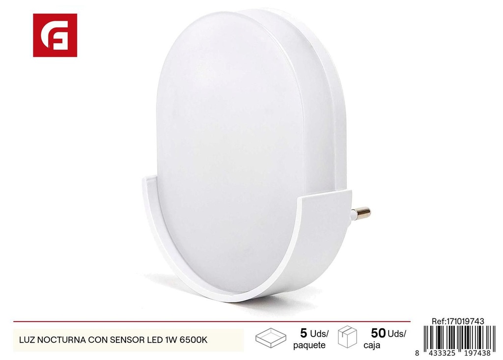Luz nocturna con sensor LED 1W 6500K - Iluminación