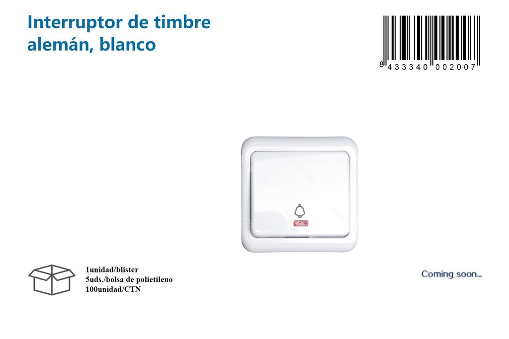 Interruptor de timbre alemán blanco - Suministros eléctricos