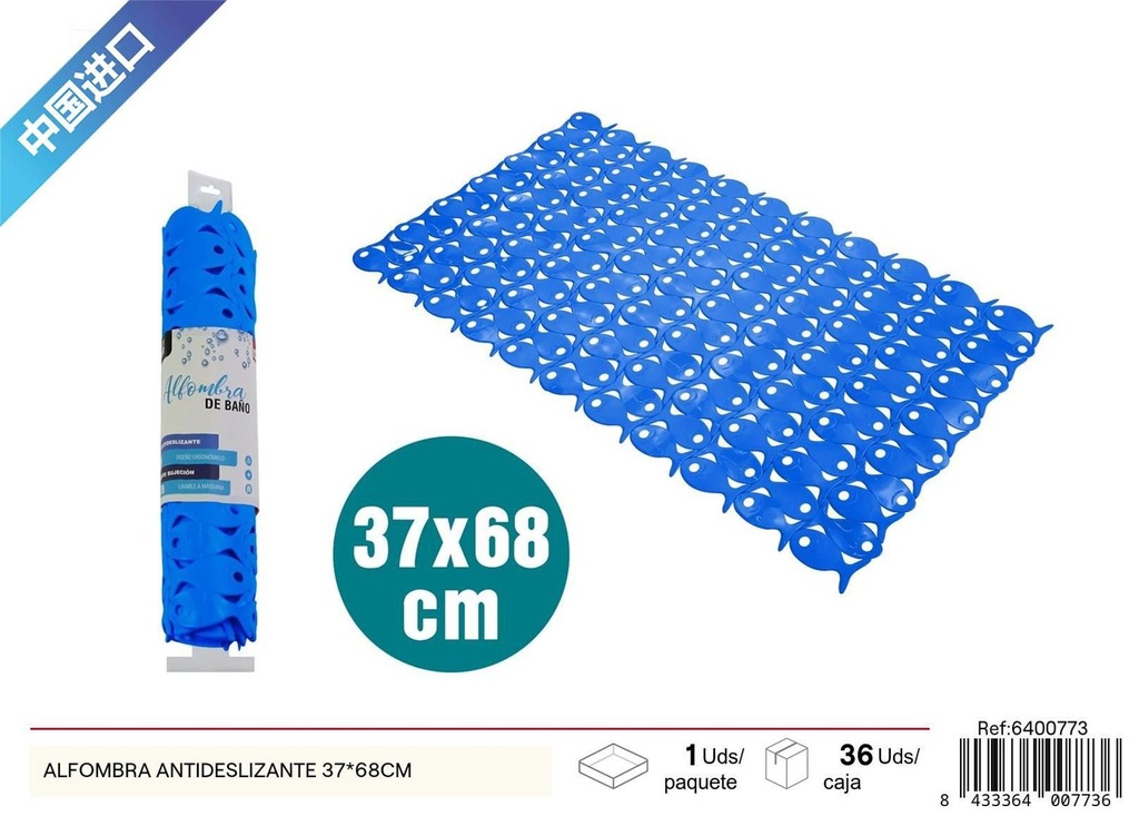 Alfombra antideslizante azul cielo 37x68 cm - Accesorios de baño