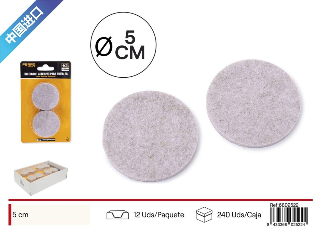 Almohadilla para patas de muebles de fieltro 50mm - Protectores para suelos y muebles