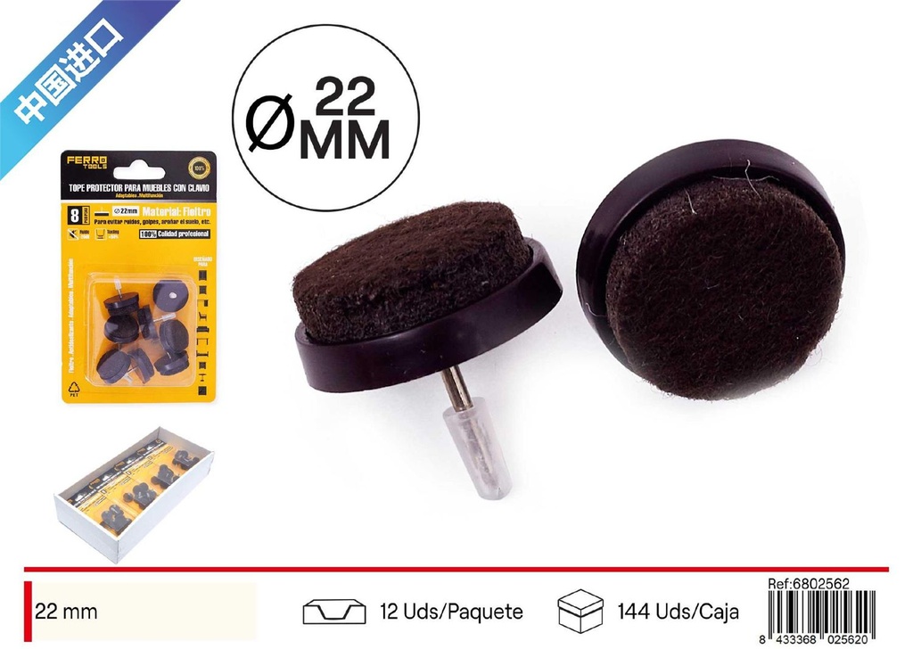 Almohadilla pata de mueble 22 mm 8 unidades - Ferretería