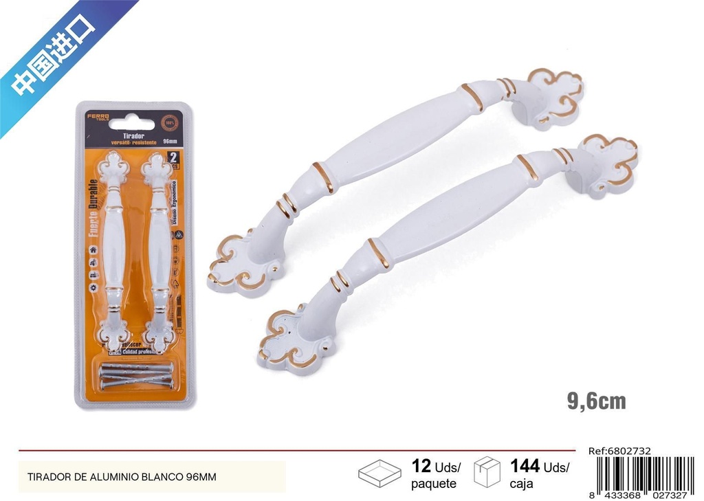 Tirador de aluminio blanco 96mm 2pcs - Accesorios para muebles