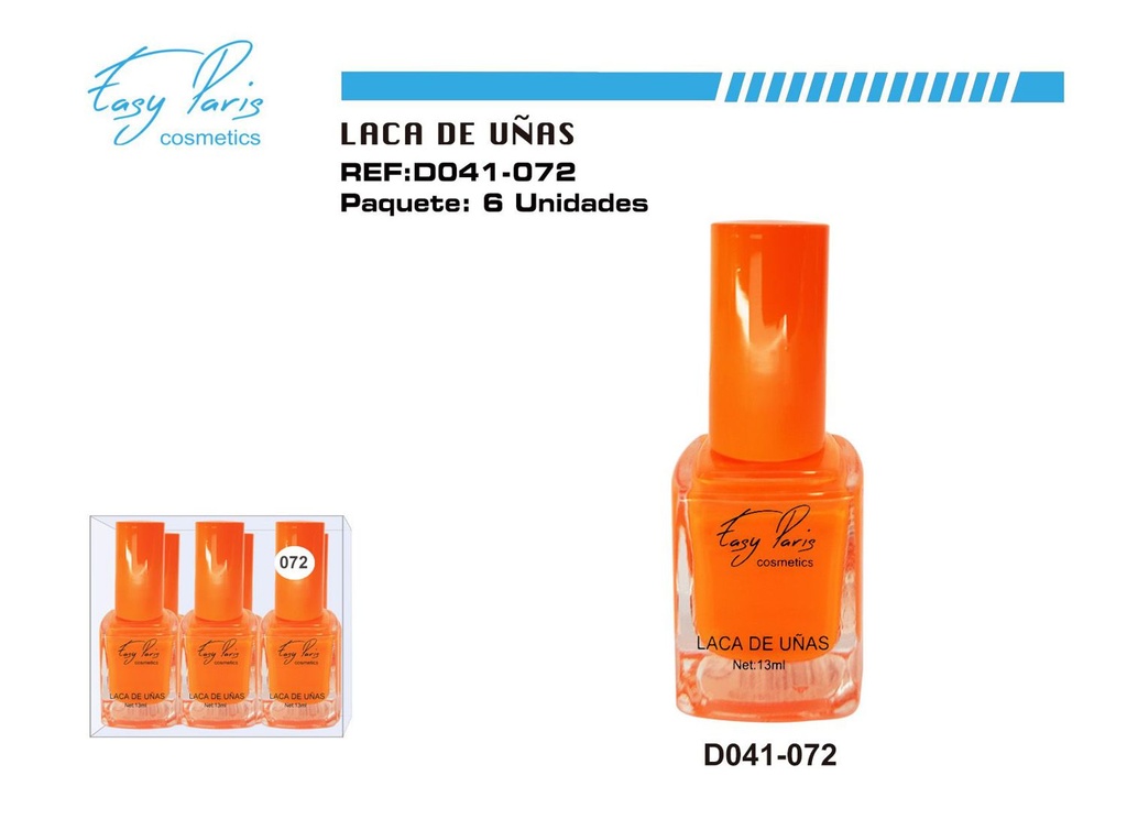 Esmalte de uñas naranja fosforescente 6/u para manicura