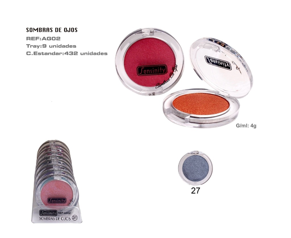 Sombra de ojos gris 9 pz 432 pz - Cosméticos para ojos
