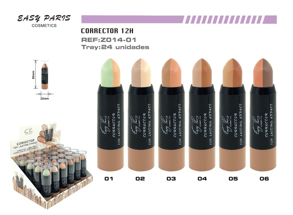 Corrector dúo de larga duración 12h 24/u para maquillaje