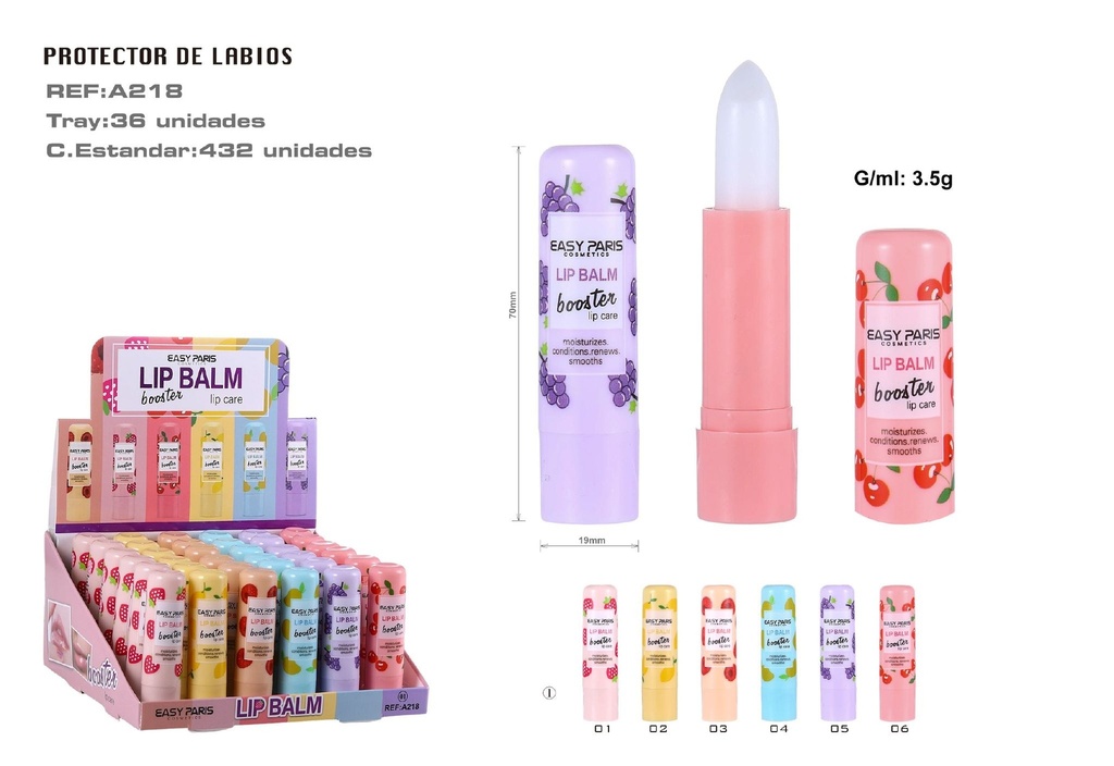 Protector Labial Aroma Frutas 36/U - Bálsamo labial con aroma frutal