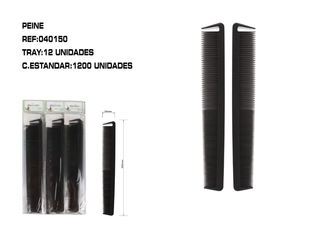 Peine negro 12 unidades - Accesorios para el cabello