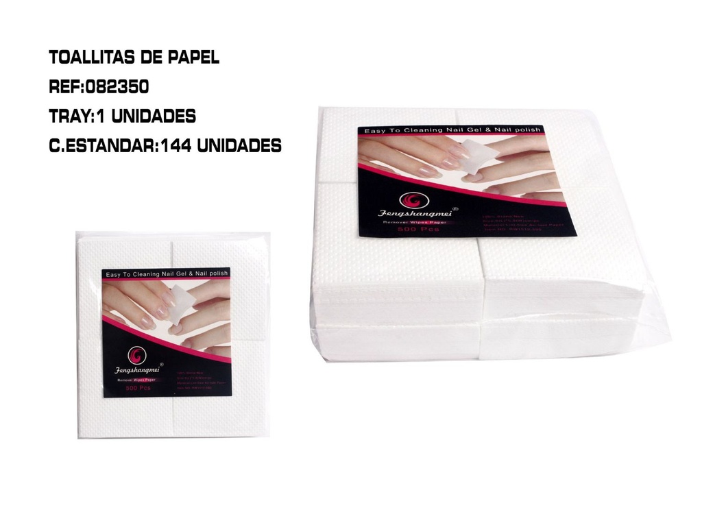 Pack 500 cuadrados de papel desechable - Accesorios de manicura