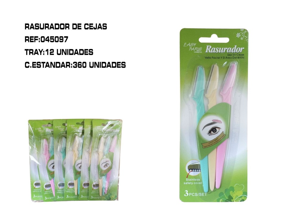 Rasurador de cejas 3 piezas 12 unidades - Herramientas de belleza