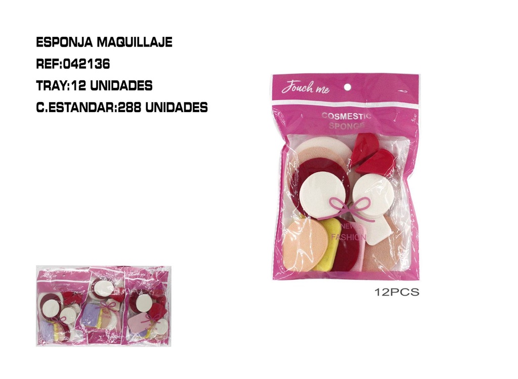 Set de 12 esponjas de maquillaje 12U - Cosméticos