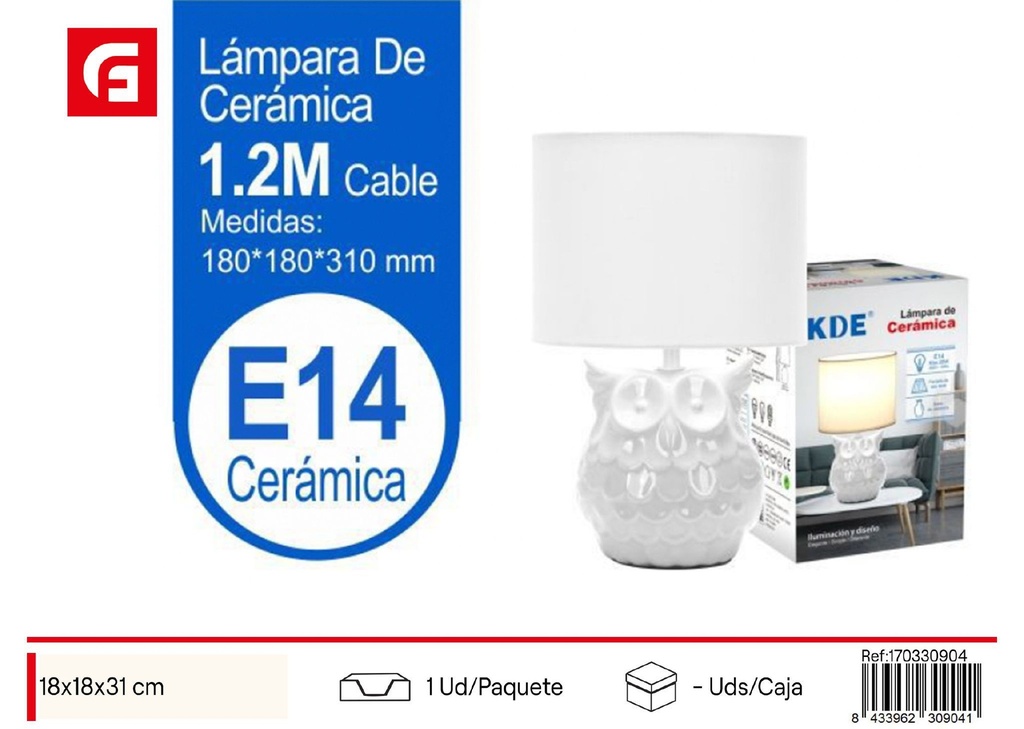 Lámpara de cerámica para escritorio y decoración