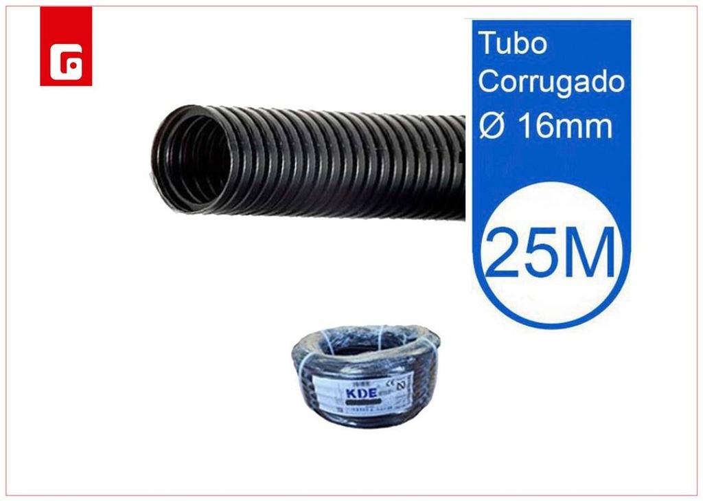 Tubo corrugado negro de 16 mm - Suministros eléctricos para jardín