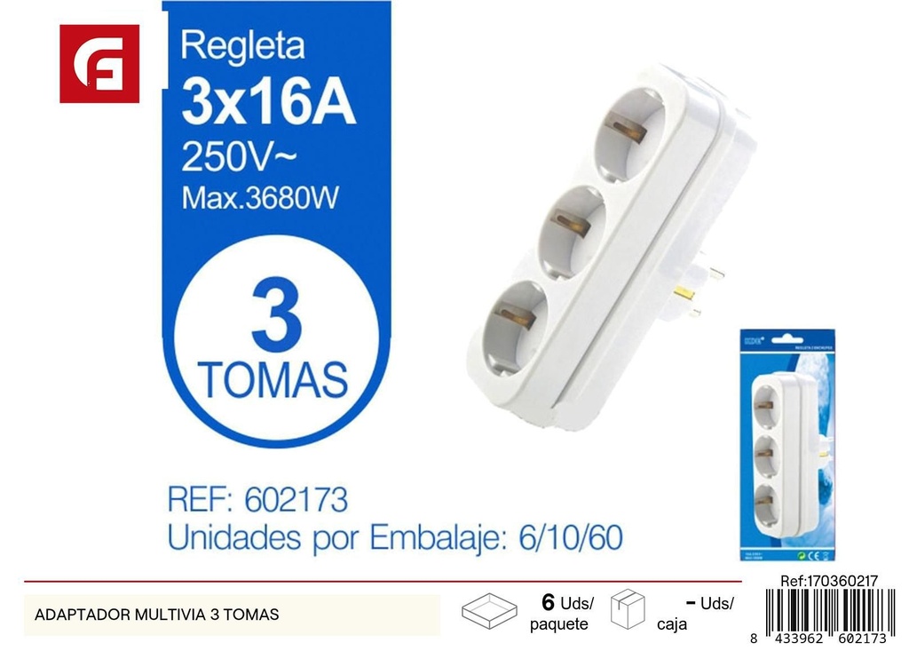 Adaptador multivia 3 tomas - Accesorios eléctricos