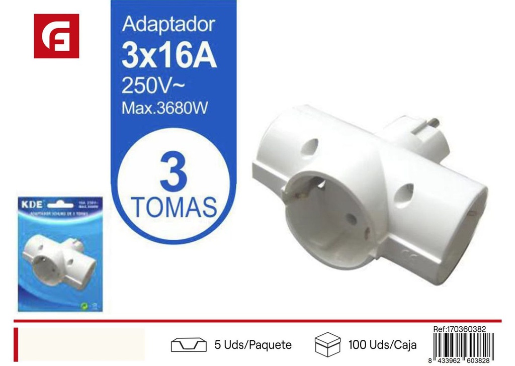 Adaptador múltiple 3 tomas
