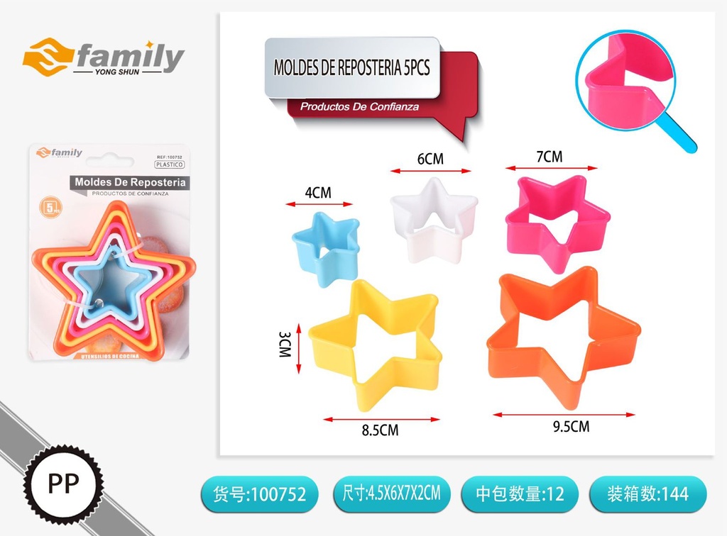 Moldes de repostería en forma de estrella 5 pcs - Artículos de repostería