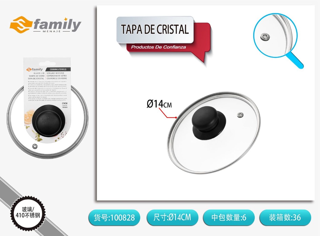Tapa de cristal 14cm - Accesorios de cocina