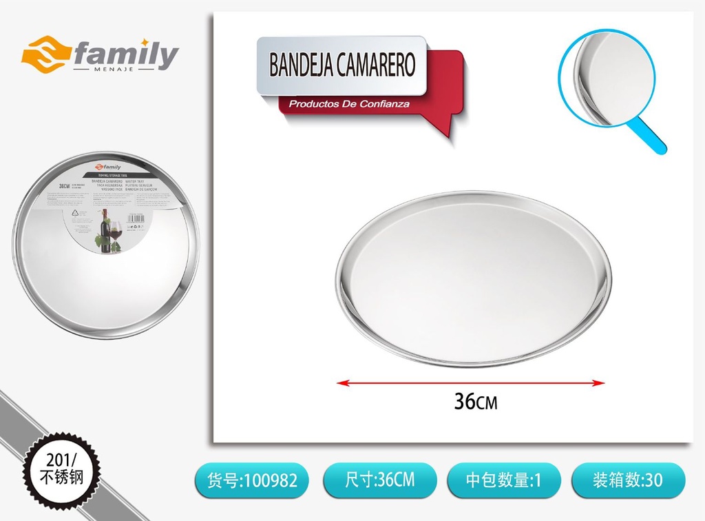 Bandeja de acero inoxidable de 36cm - Artículos de cocina