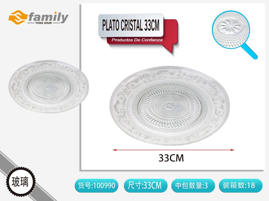 Plato de cristal de 33 cm - Utensilios de cocina