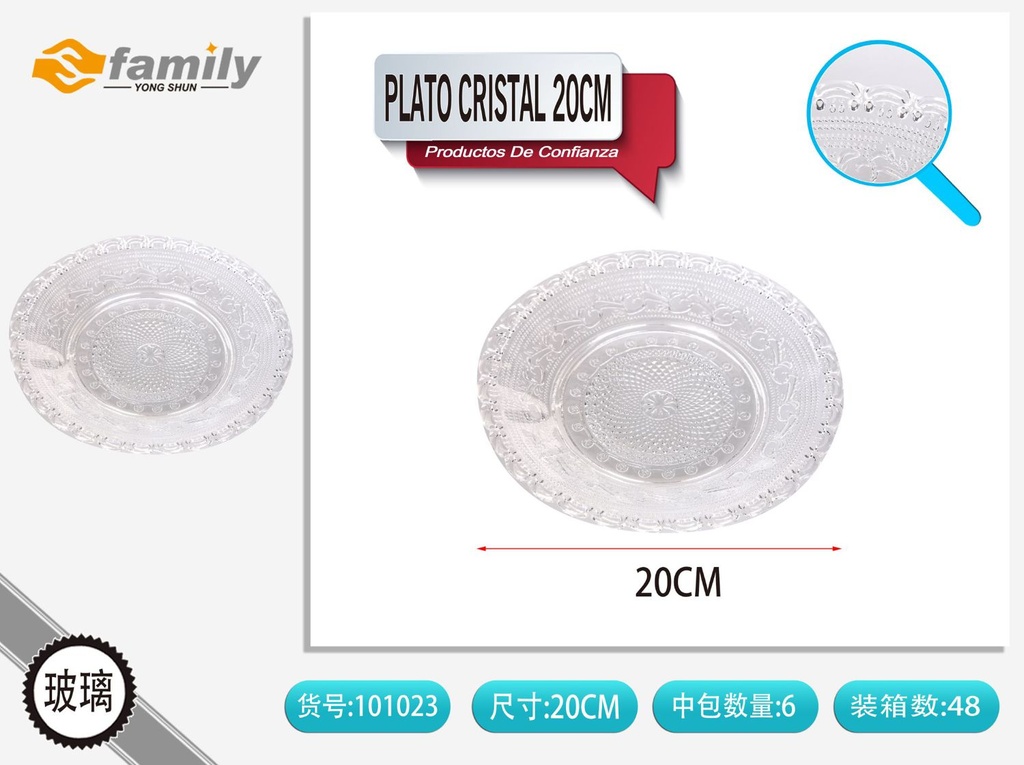 Plato de cristal 20 cm MP-8D - Utensilios de cocina