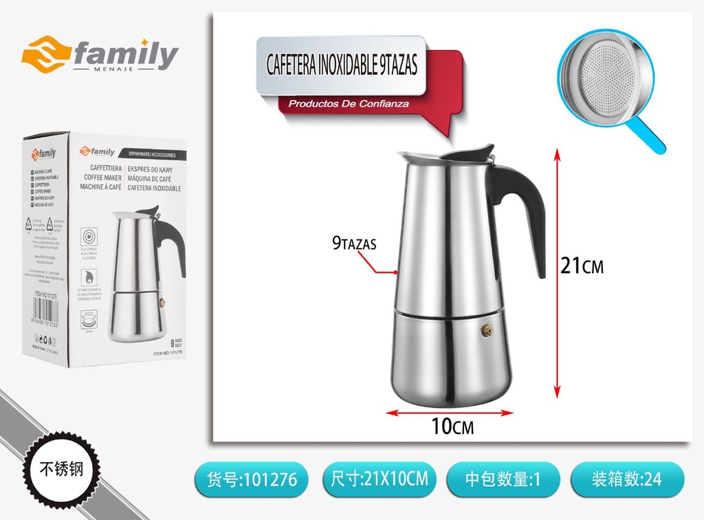 Cafetera inoxidable de 9 tazas - Accesorios de cocina