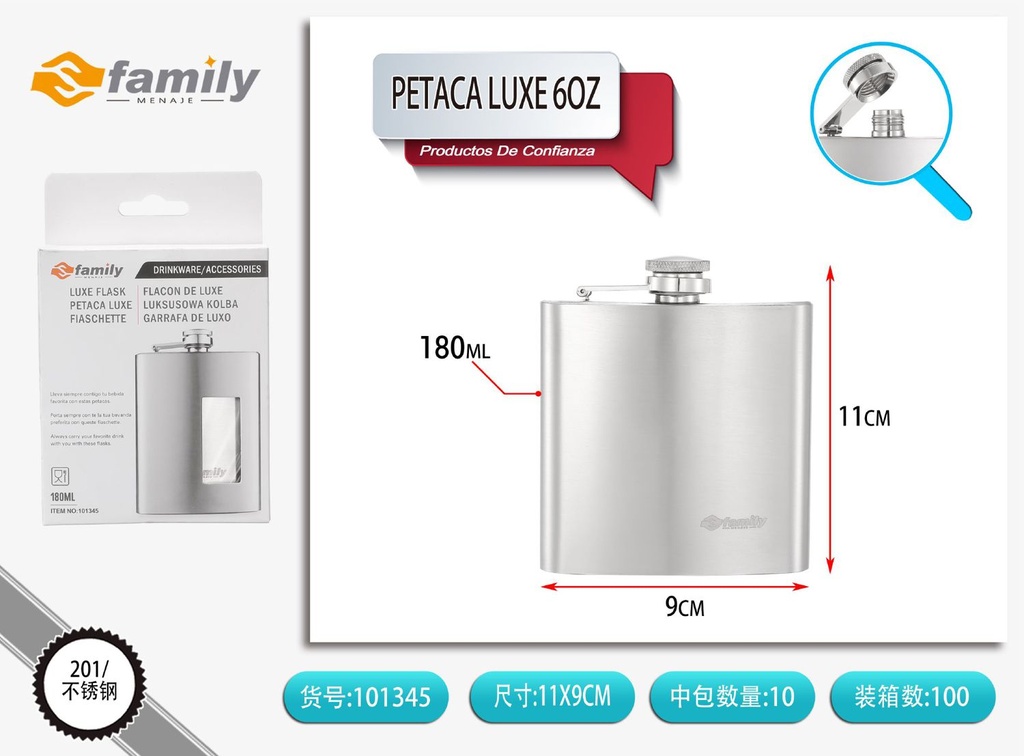 Petaca Luxe 6oz - Recipiente para bebidas