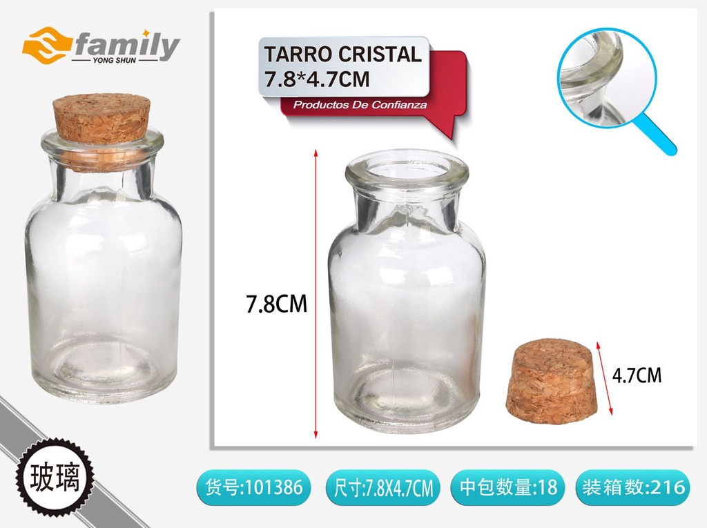 Tarro de cristal con tapón de corcho 7.8 x 4.7 cm - Frascos y almacenamiento