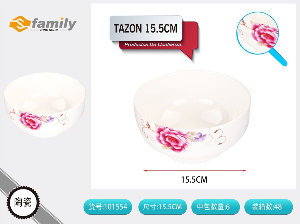 Tazón coreano de cerámica 15.5 cm - Vajilla de cerámica