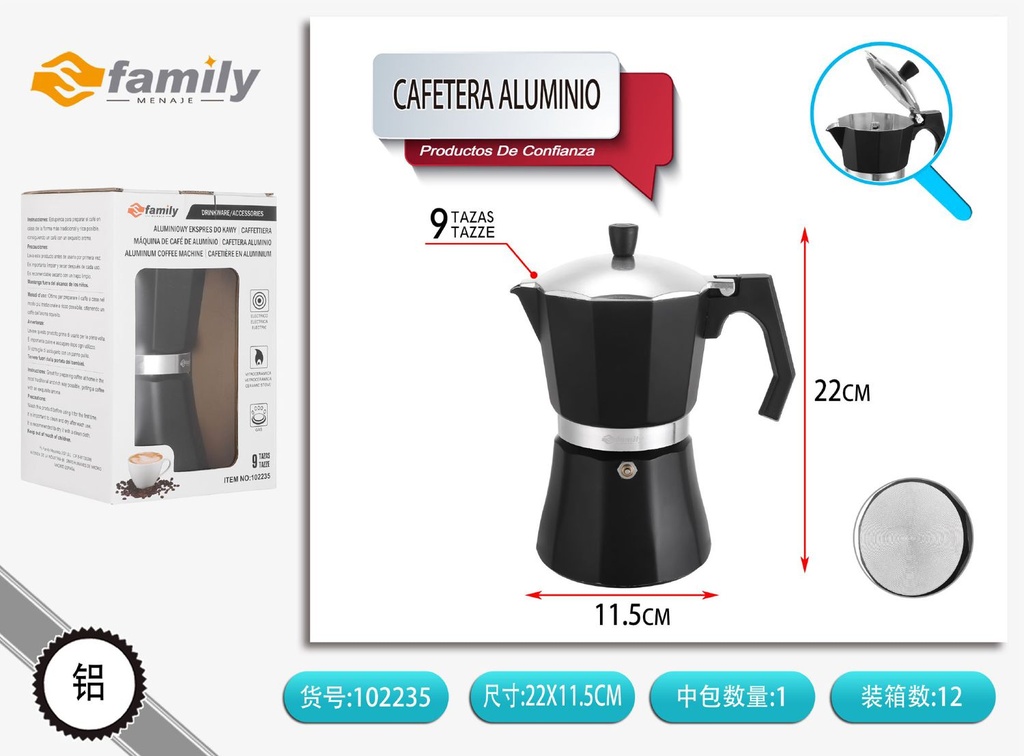 Cafetera de aluminio KPG-9 - Utensilios de cocina y café