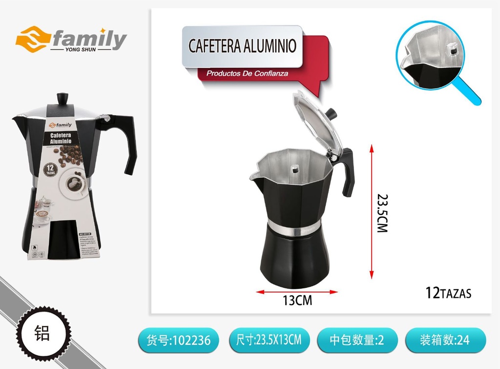 Cafetera de aluminio KPG-12 - Accesorios de cocina