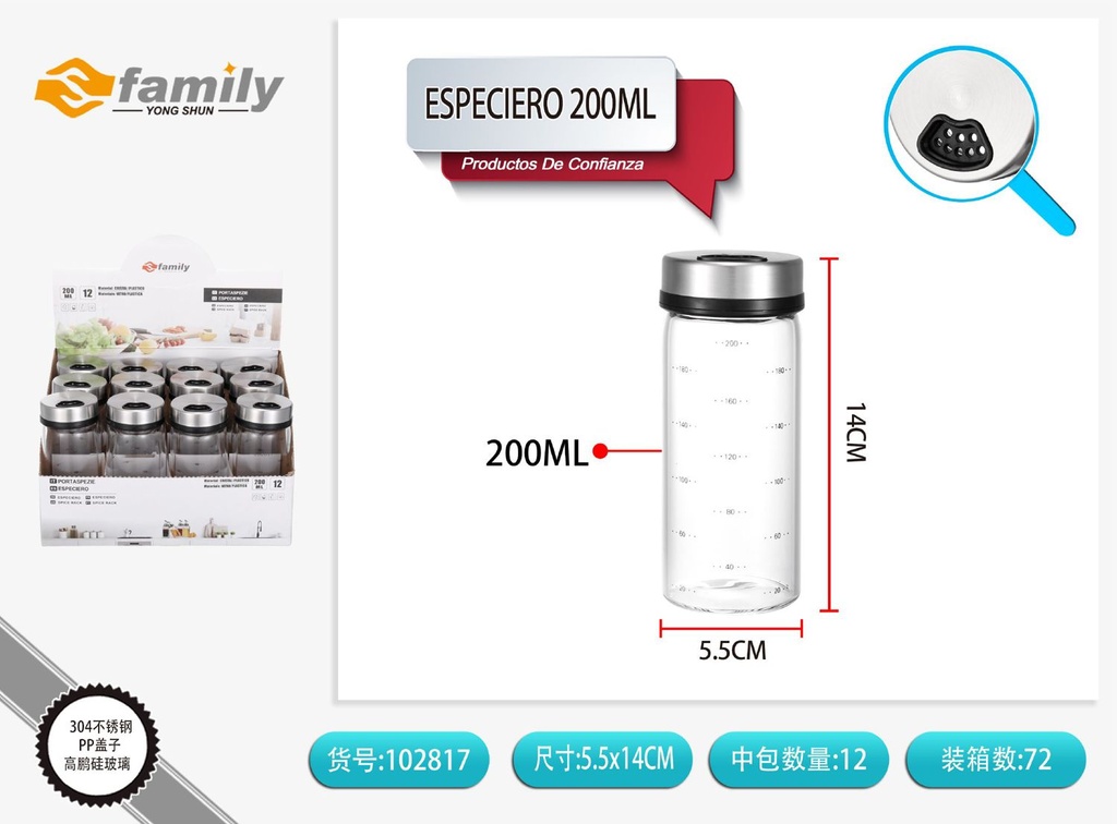 Especiero de 200 ml - Utensilios de cocina y condimentos