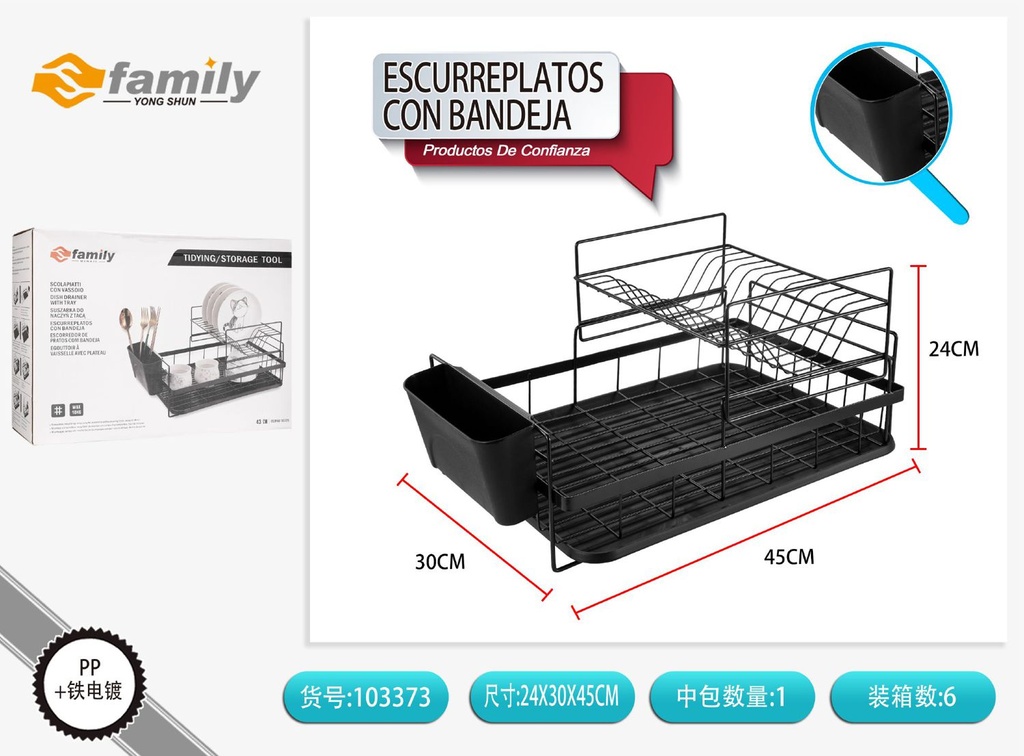 Escurriplatos con bandeja 43.5x32x24 cm - Accesorios de cocina