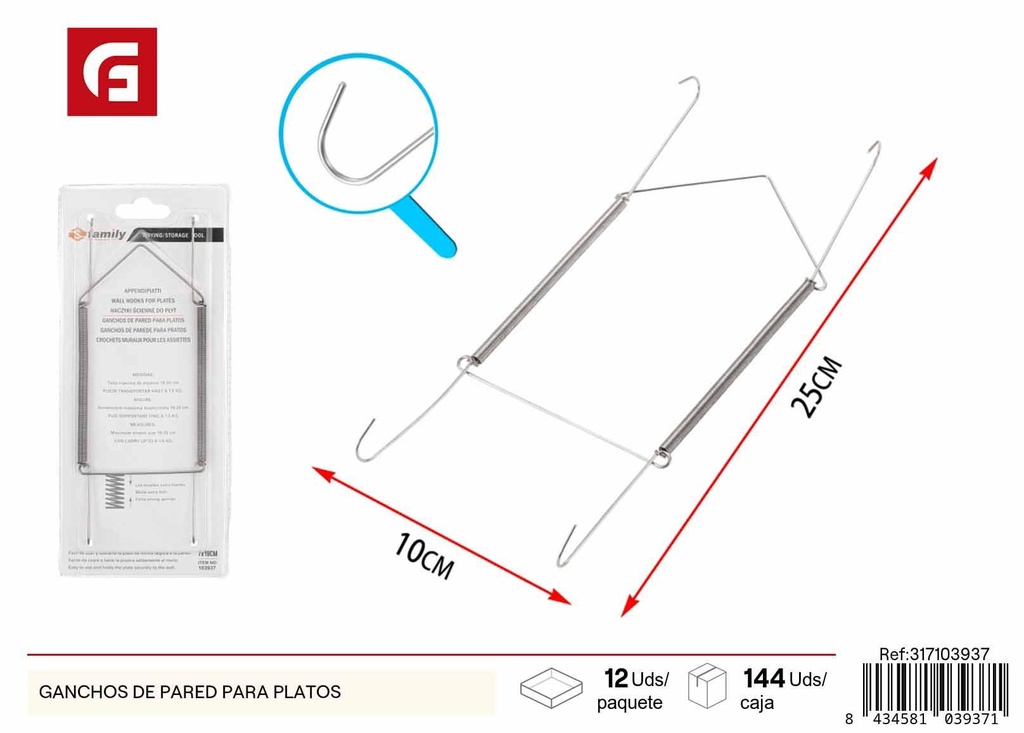 Ganchos de pared para platos 19x7cm - Organizadores de cocina
