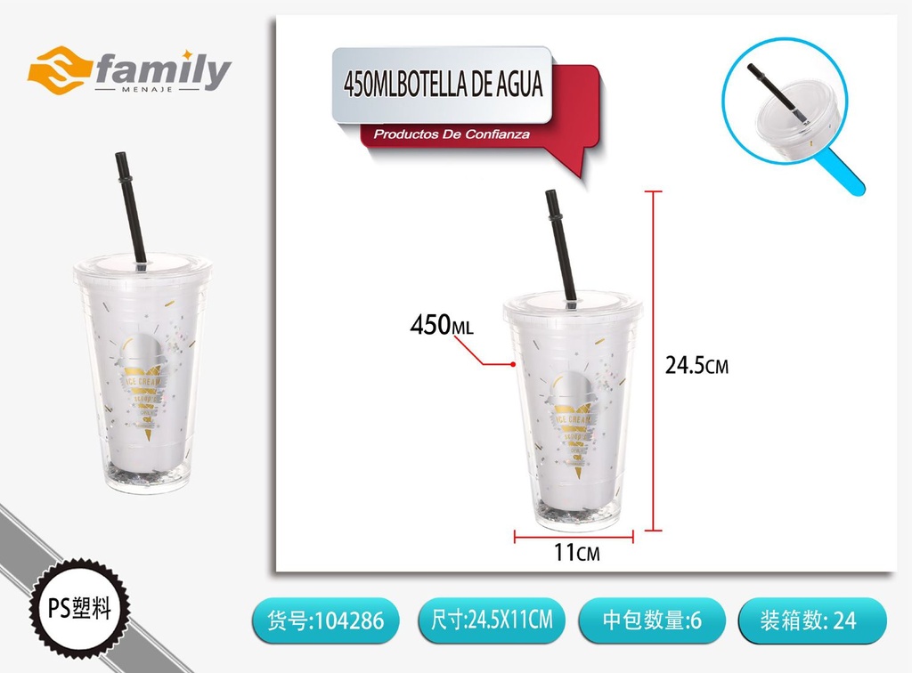 Botella de agua de 450ml con doble capa - Bebidas