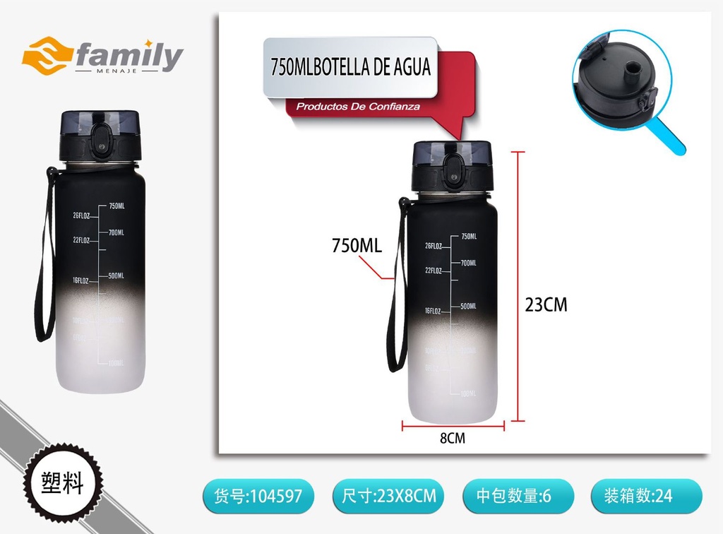 Botella de agua 750ml - Utensilios de cocina 