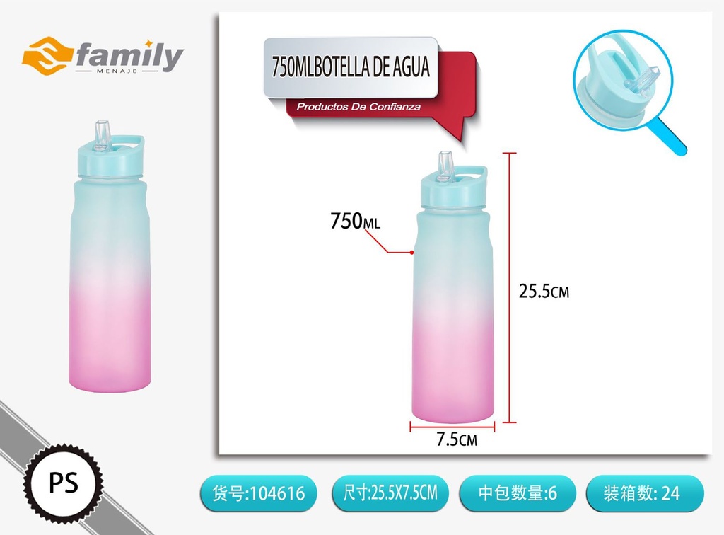 Botella de agua 750 ml - Accesorios de bebidas