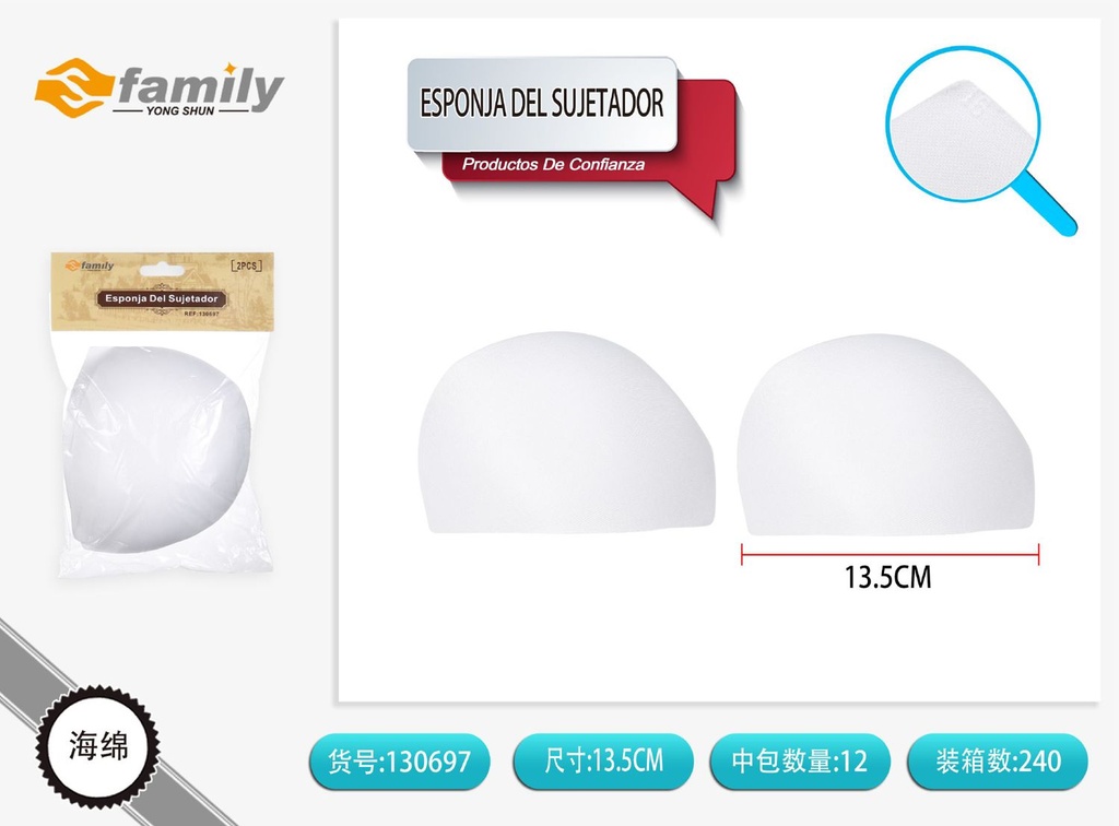 Esponja del sujetador blanca 2 pcs - Accesorios de lencería