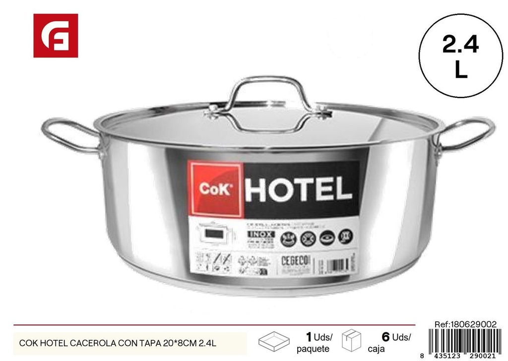 Cacerola con tapa 20x8 cm 2.4L - Utensilios de cocina