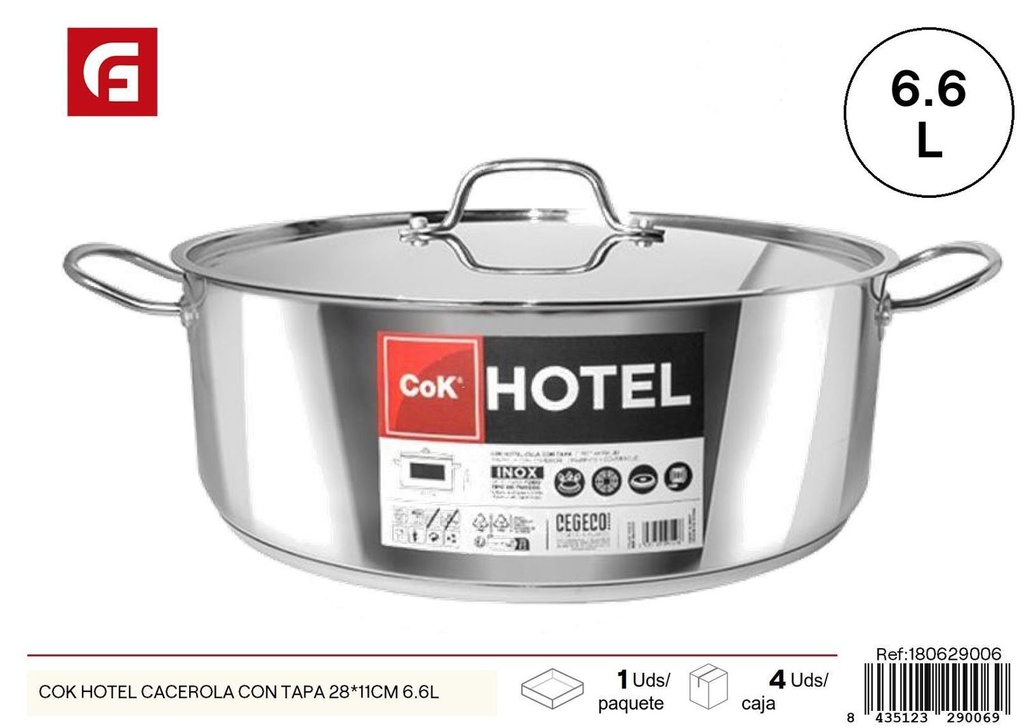 Cacerola COK HOTEL con tapa 28*11cm 6.6L - Utensilios de cocina