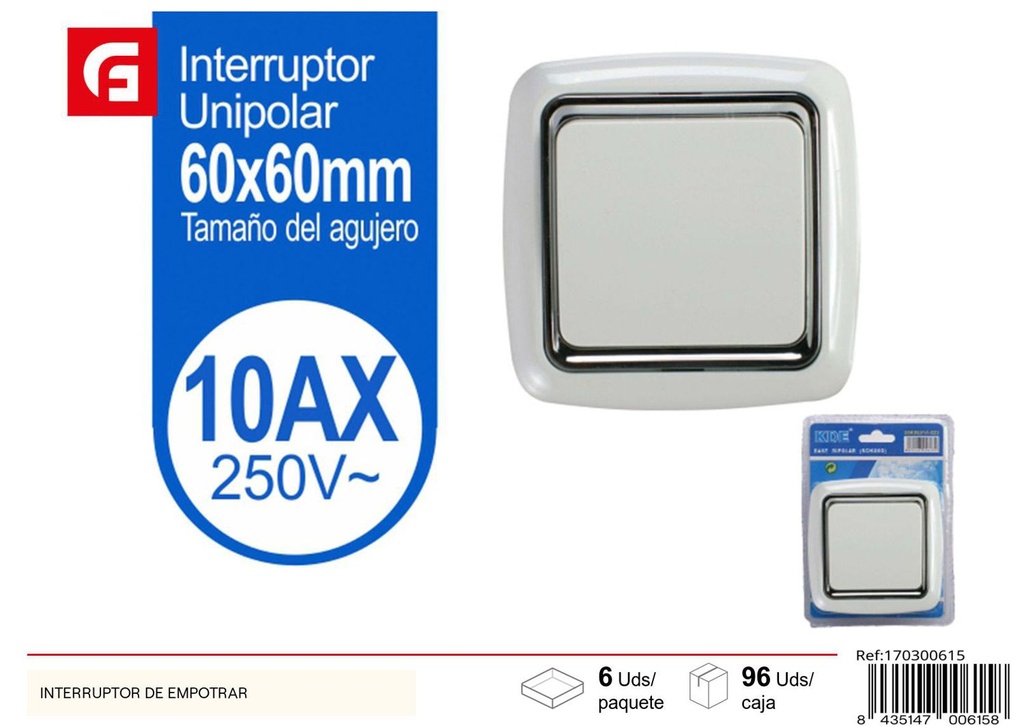 Interruptor empotrado - Accesorios eléctricos