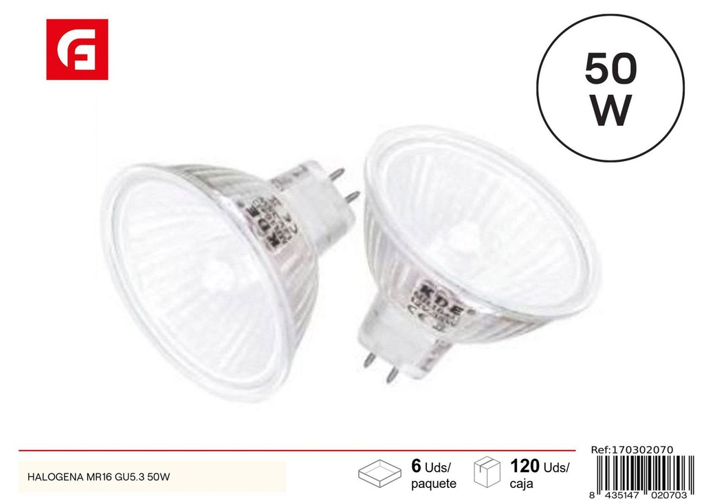 Halógeno MR16 GU5.3 50W - Bombilla de luz