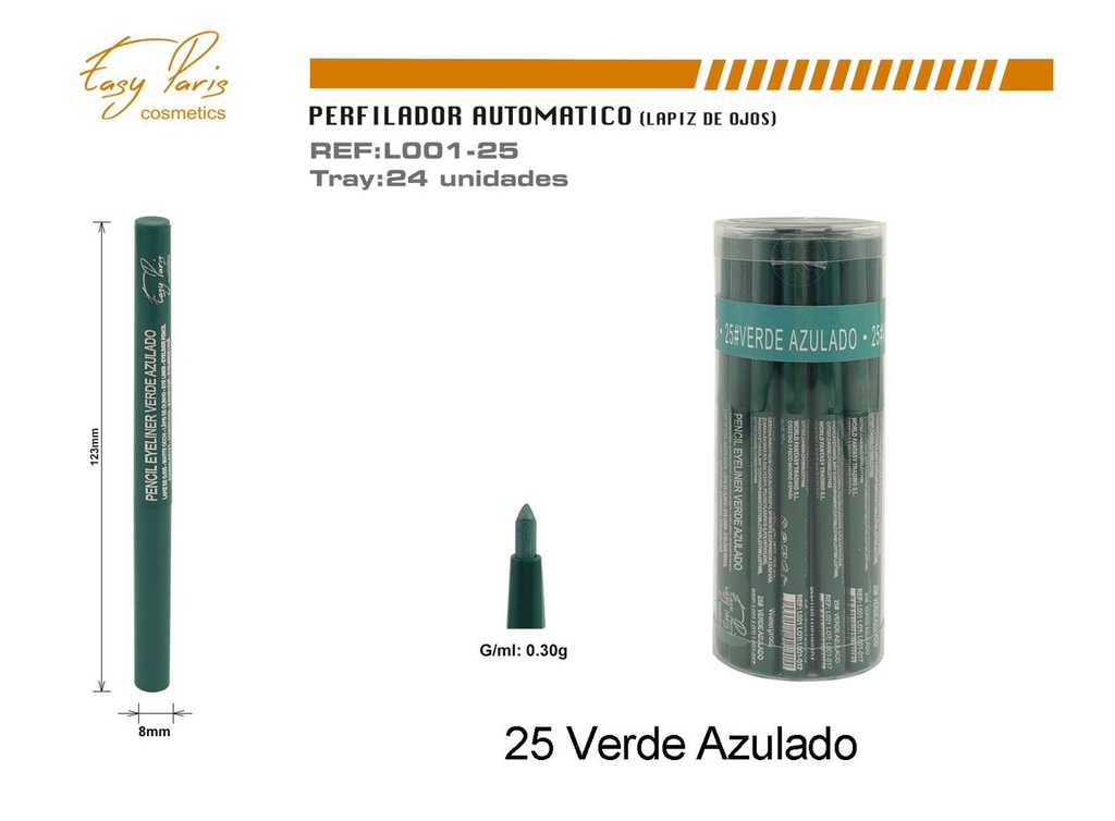 Perfilador de ojos verde azulado 24/u para maquillaje