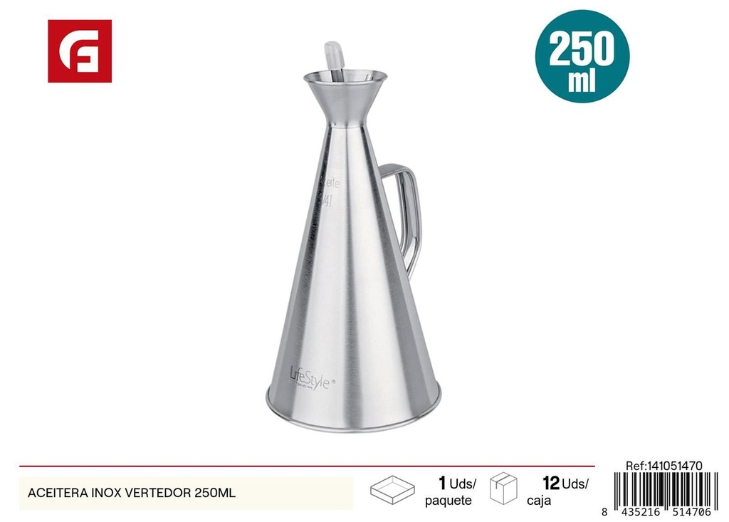 Aceitera inox vertedor 250ml - Utensilios de cocina