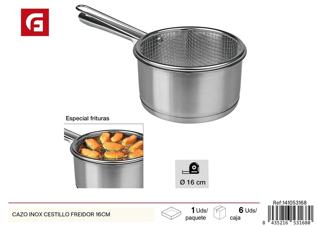 Cazo inox + cestillo freidor 16cm - Utensilios de cocina