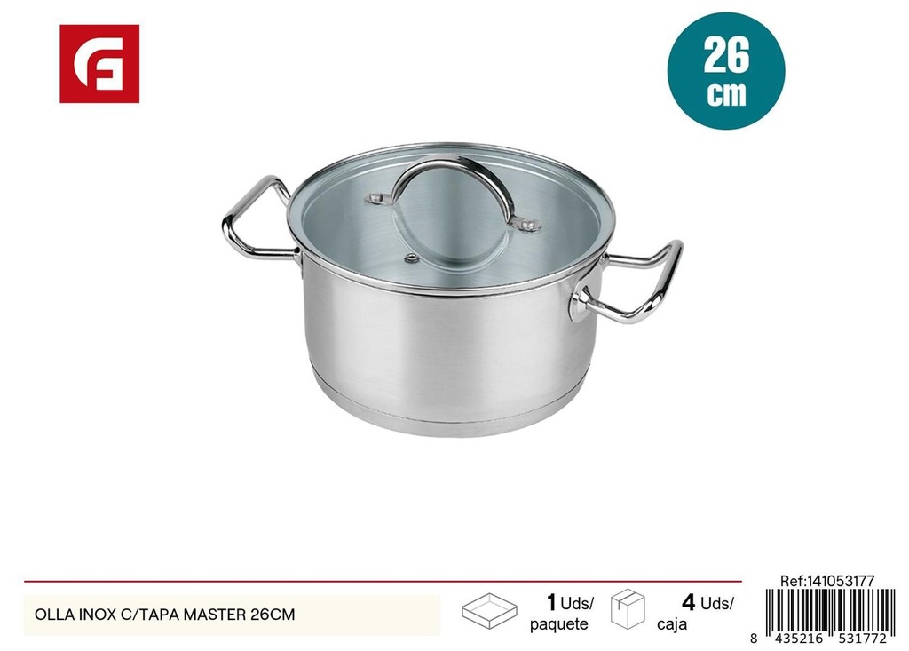  olla de acero inoxidable con tapa 26 cm - Utensilios de cocina
